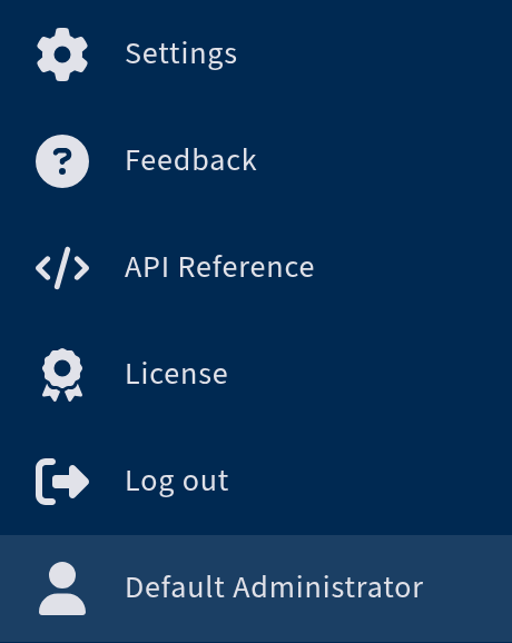 User menu showing the API Reference menu item