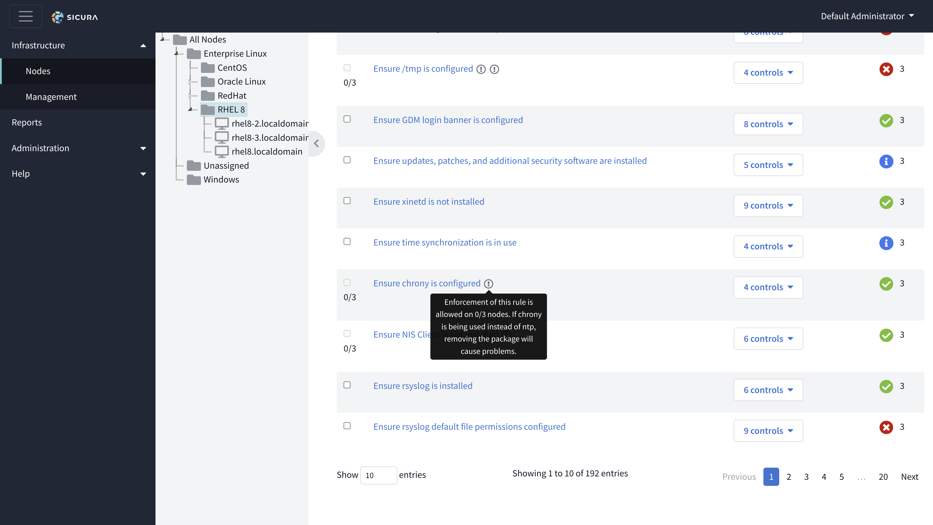 Folder view showing the remediable rule count below the checkbox