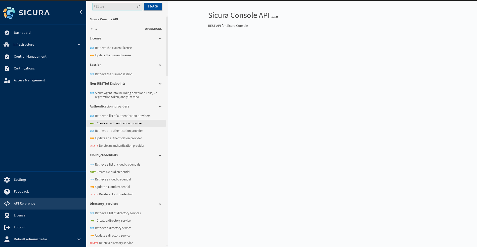 The OpenAPI documentation page listing the API collections